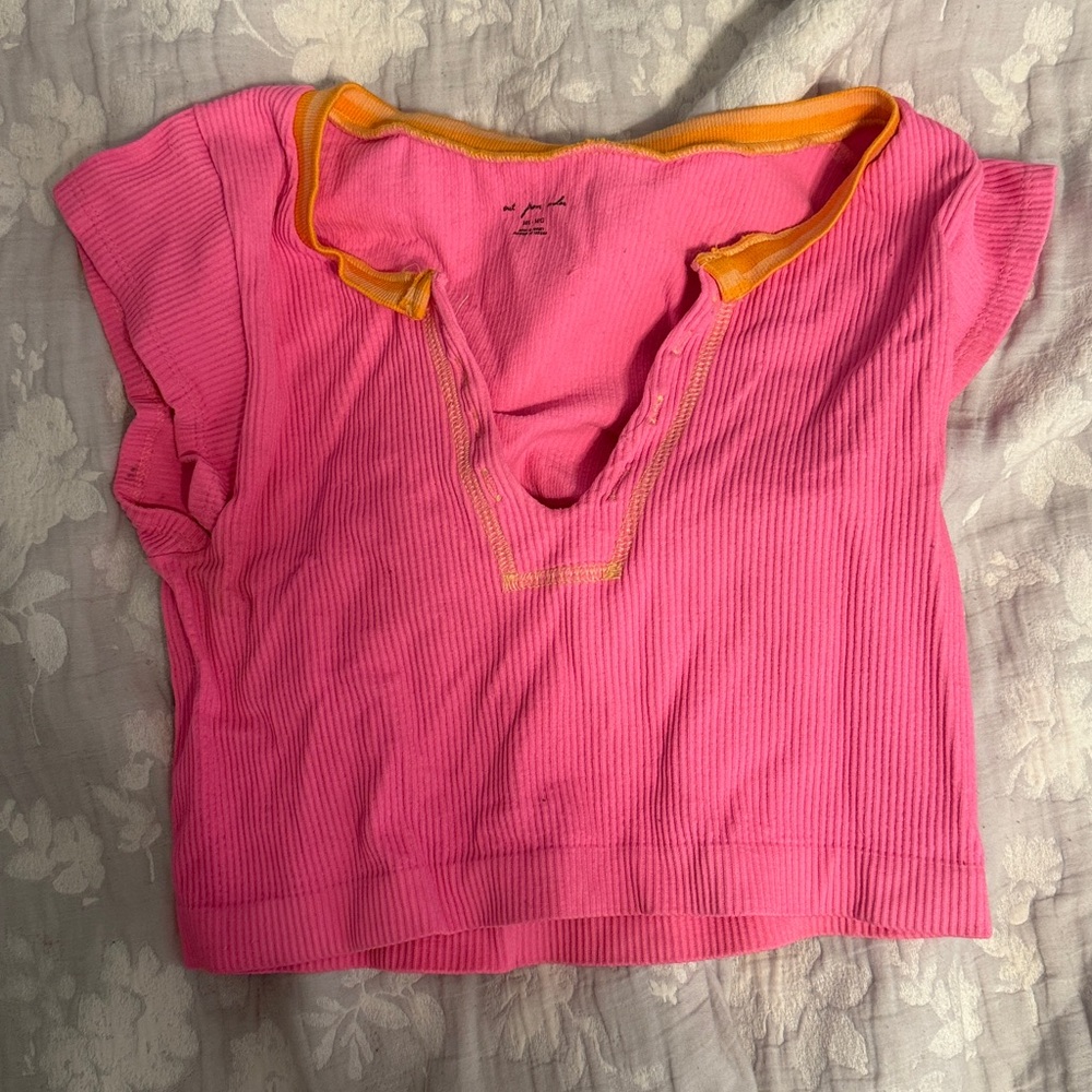 Pink and Orange Ribbed Top Set - Picture 3 of 3